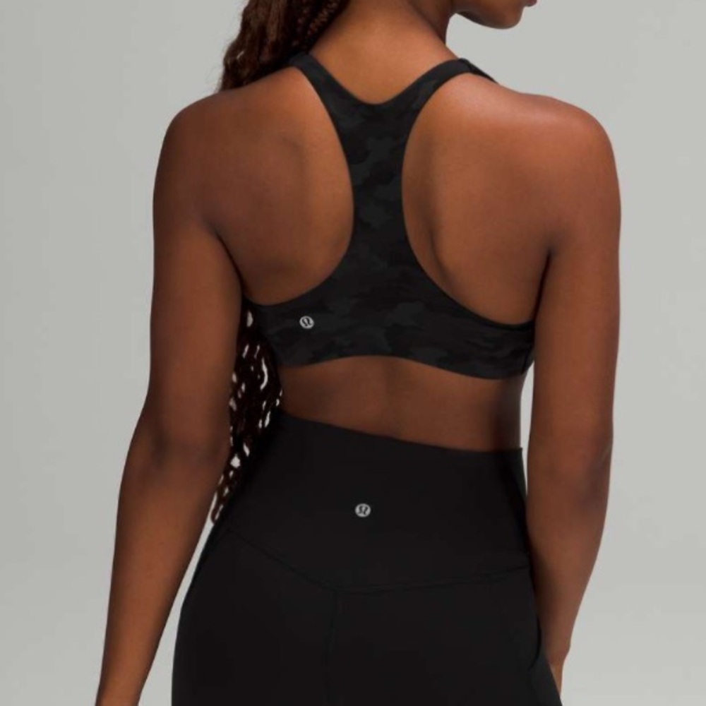 Lululemon In Alignment Racerback Bra Light Support, B/C Cups Camo Mini Deep Coal - Picture 2 of 4